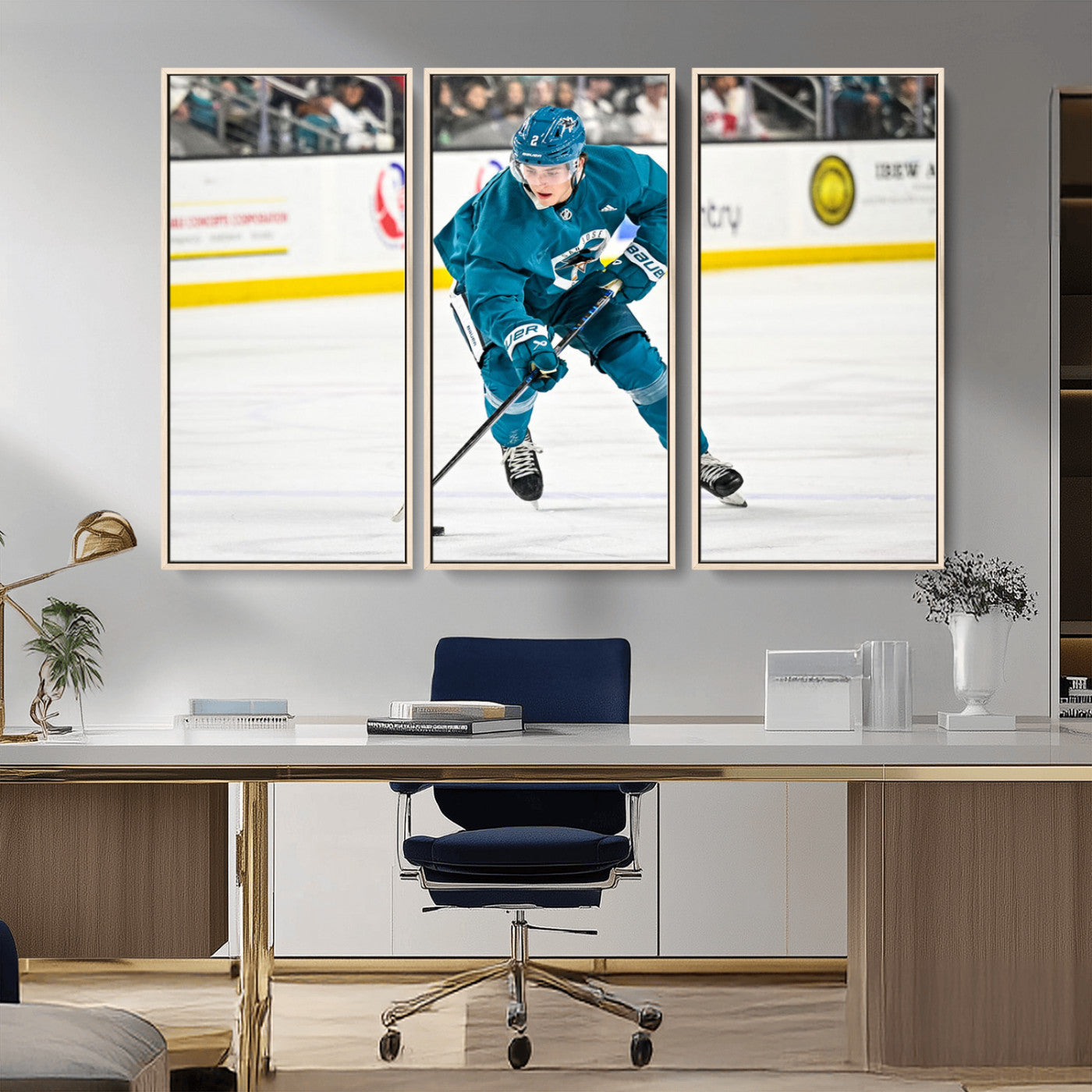 -San Jose Sharks Ice Hockey Player Wall Art Canvas Print