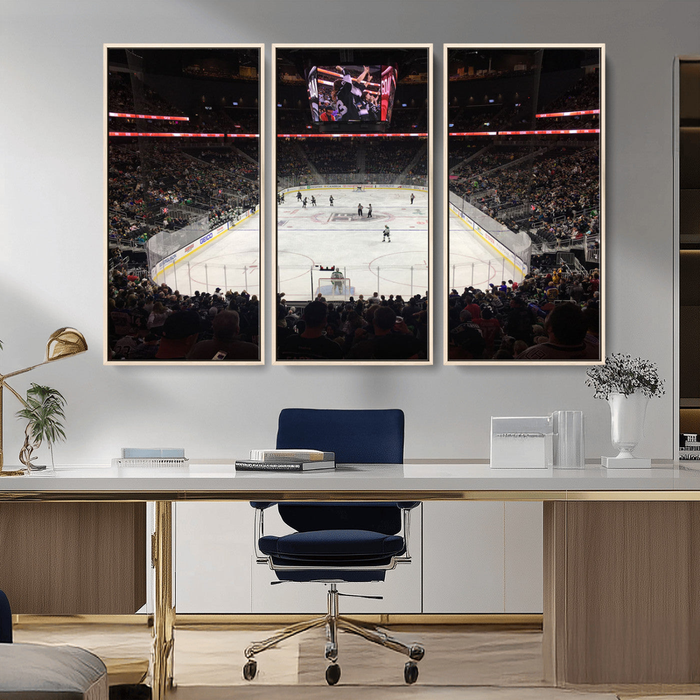 14802-MGV-FC-48X32-3P_Natural-T Mobile Arena Paradise Nevada Vegas Golden Knights Ice Hockey Stadium Canvas Print Wall Art