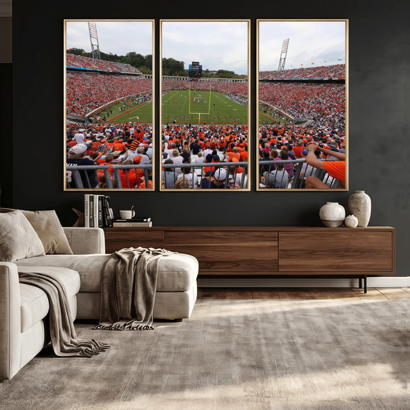 63606-MGV-CV-36X24 - Virginia Cavaliers Football Team Print - Charlottesville Scott Stadium Print Wall Art Canvas