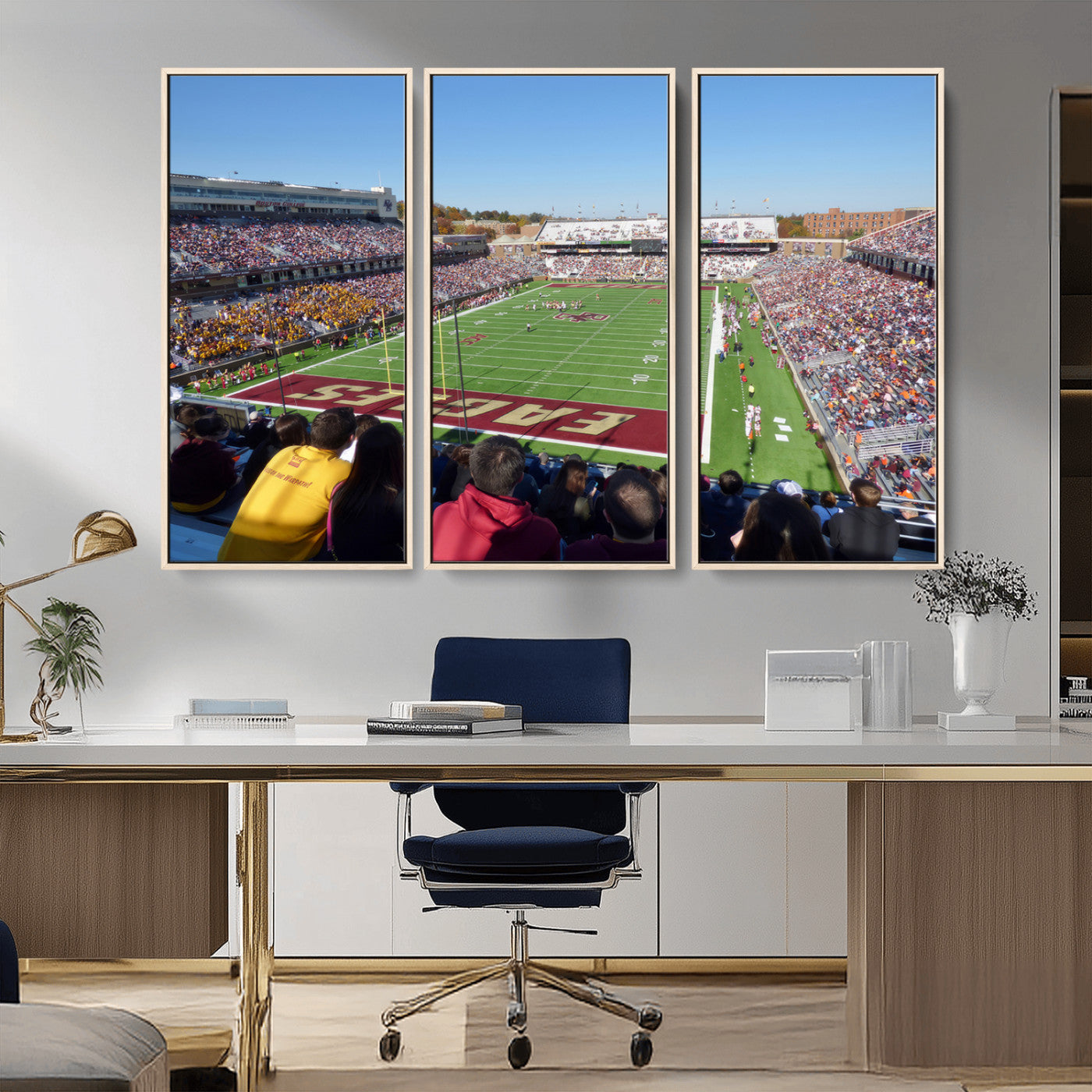 78117-MGV-FC-48X32-3P_Natural-Boston College Eagles Football Team Print - Boston Alumni Stadium Wall Art Canvas Print