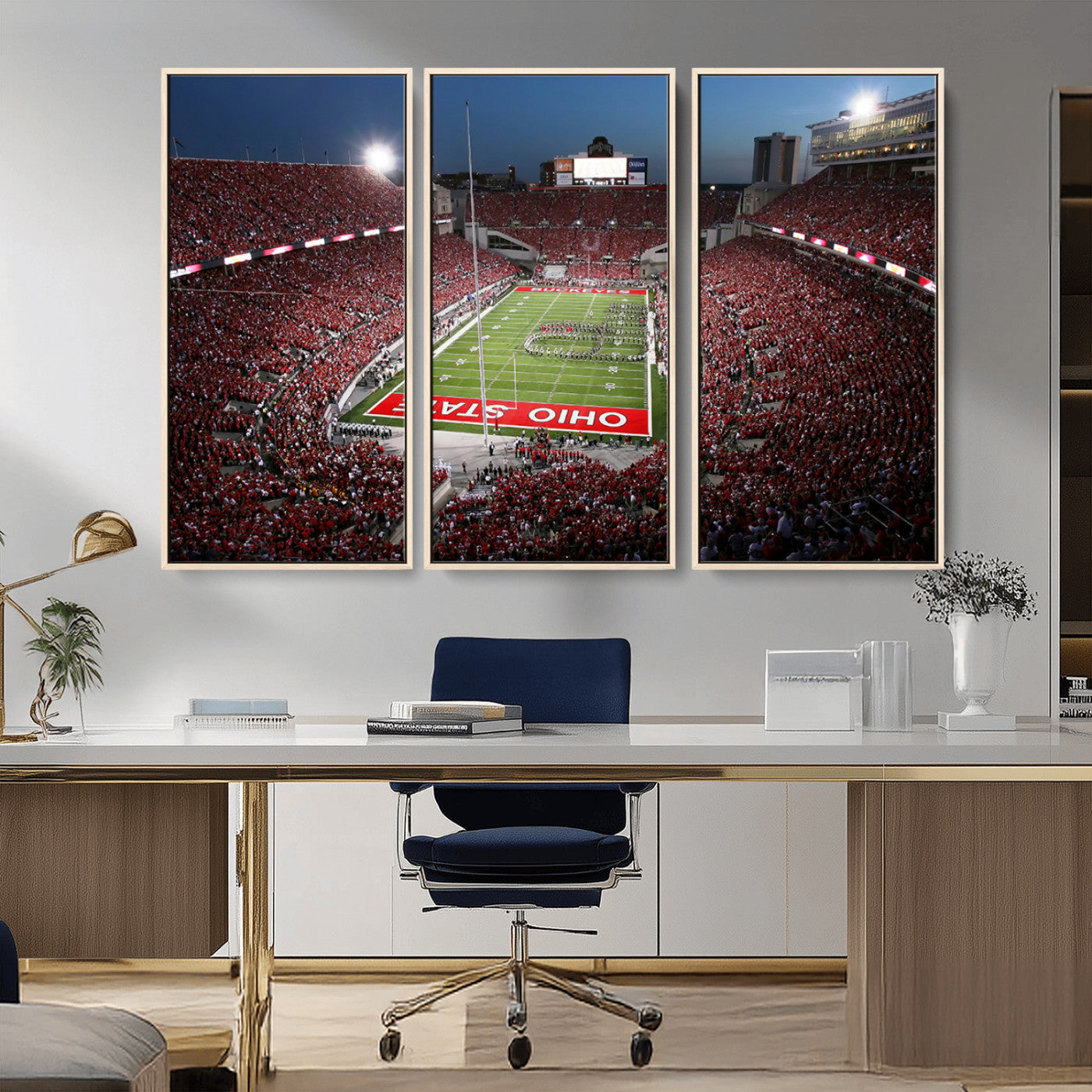 -Ohio State University Buckeyes Football Team Print - Columbus Ohio Stadium Wall Art Canvas Print