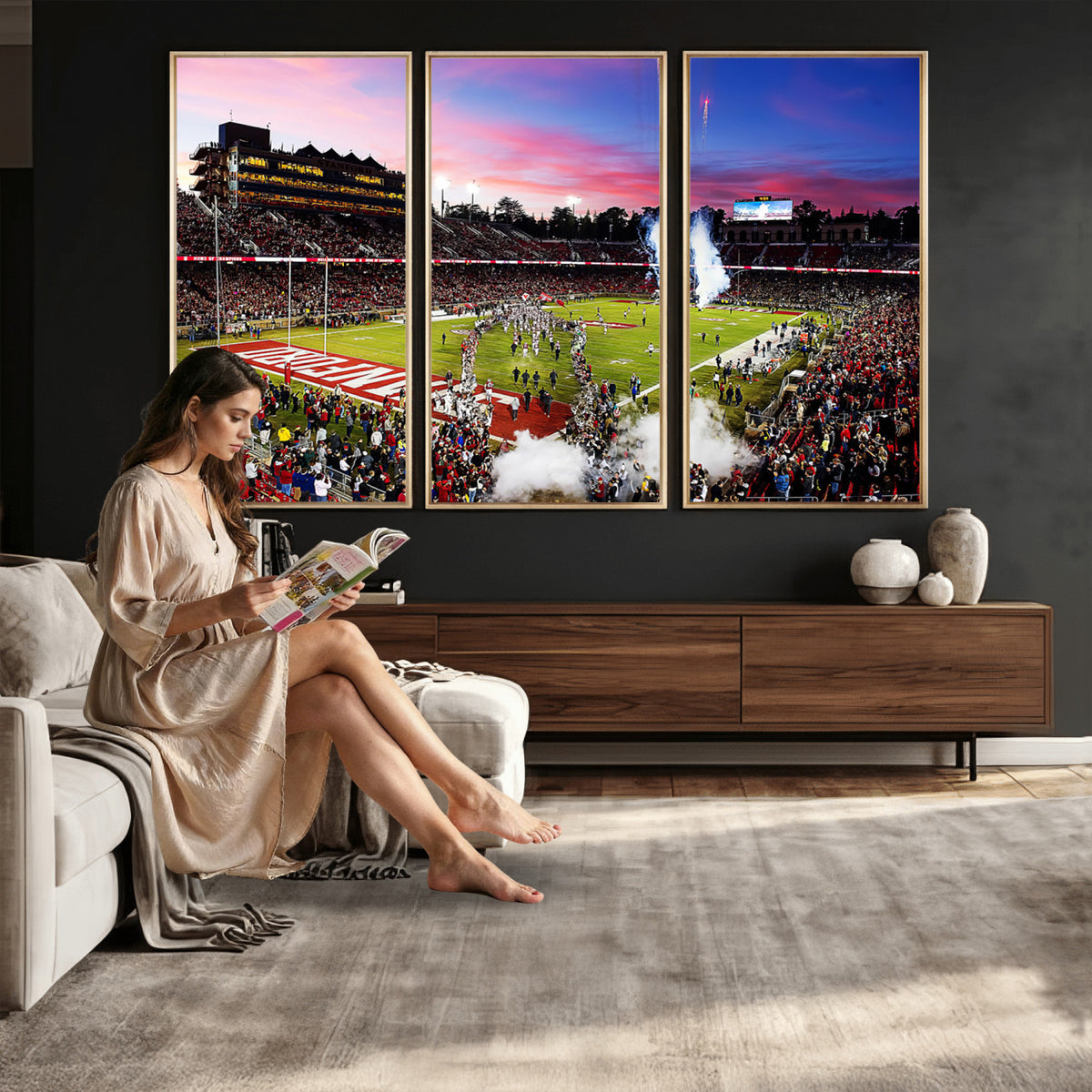 25557-PAN-FL-20X10 - Stanford University Cardinal Football Team Print - Stanford Stadium Wall Art Canvas Print