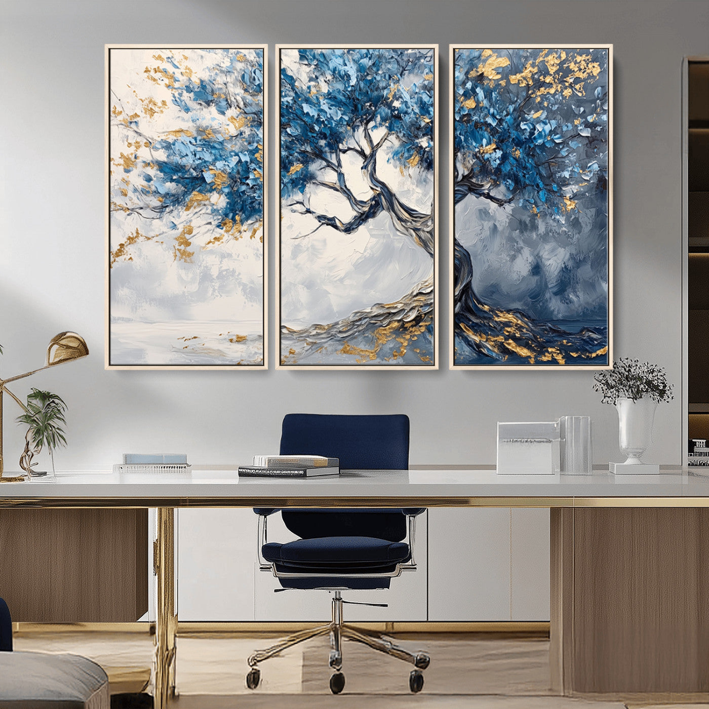 10259-MGV-FC-48X32-3P_Natural-Abstract Tree Painting Canvas Wall Art | Tree of Life Painting Wall Art Canvas Print