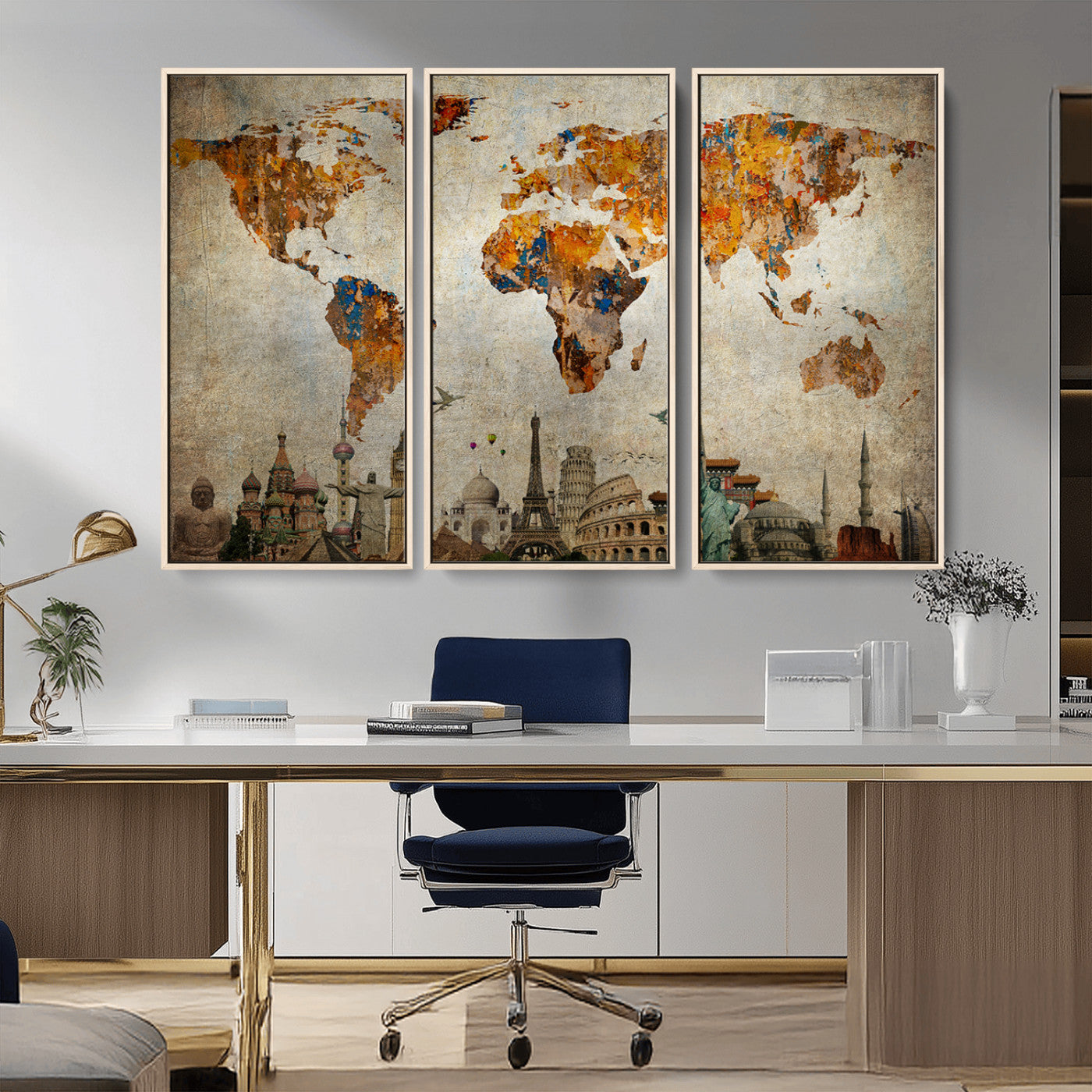 54918-MGV-CV-36X24-Push Pin World Map Canvas Print – Travel Tracker Wall Art for Couples, Perfect Anniversary Gift for Home or Office Decor