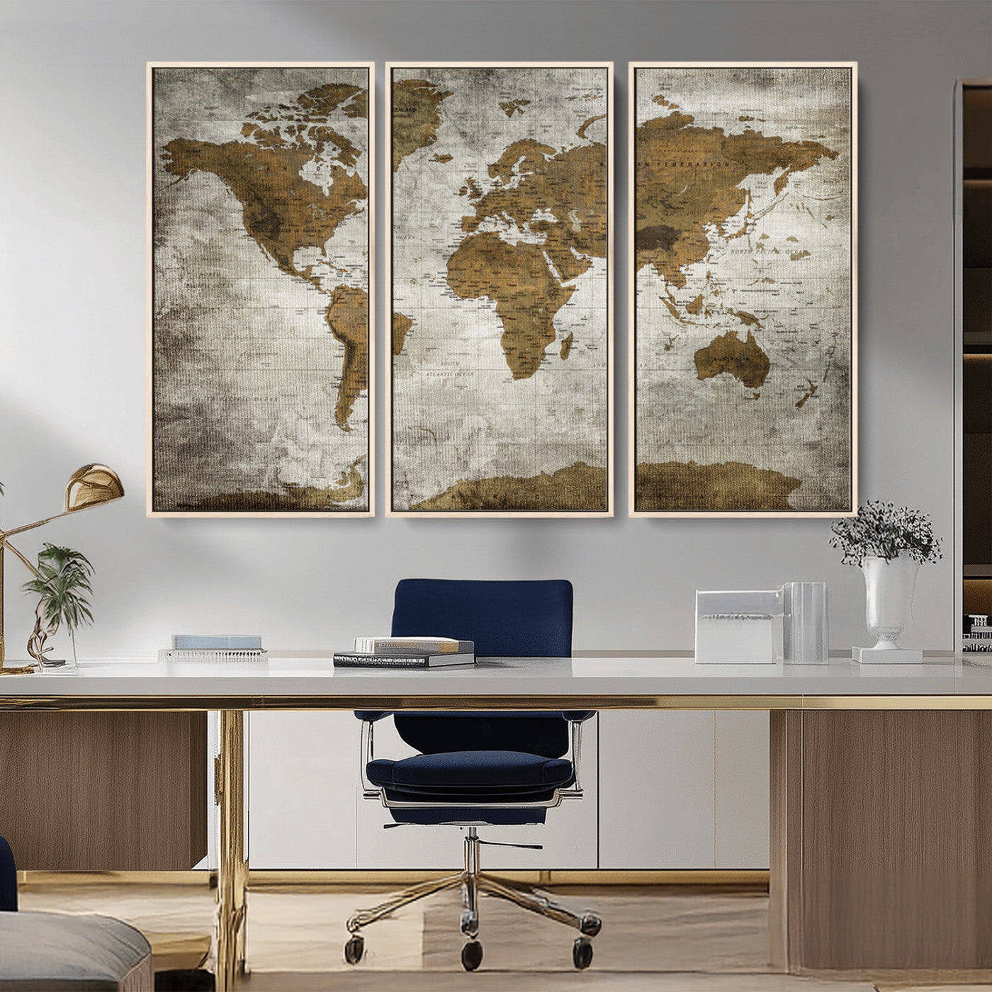 14838-MGV-FC-48X32-3P_Natural-Push Pin World Map Canvas Print – Travel Tracker Wall Art for Couples, Perfect Anniversary Gift for Home or Office Decor
