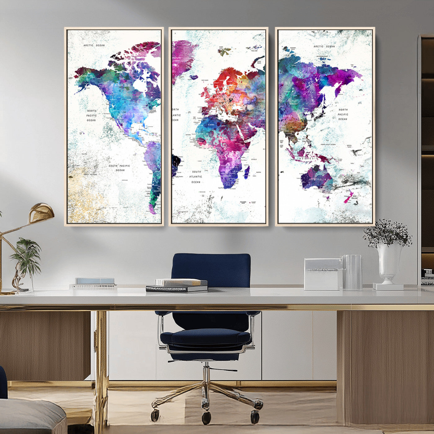-Push Pin World Map Canvas Print – Travel Tracker Wall Art for Couples, Perfect Anniversary Gift for Home or Office Decor