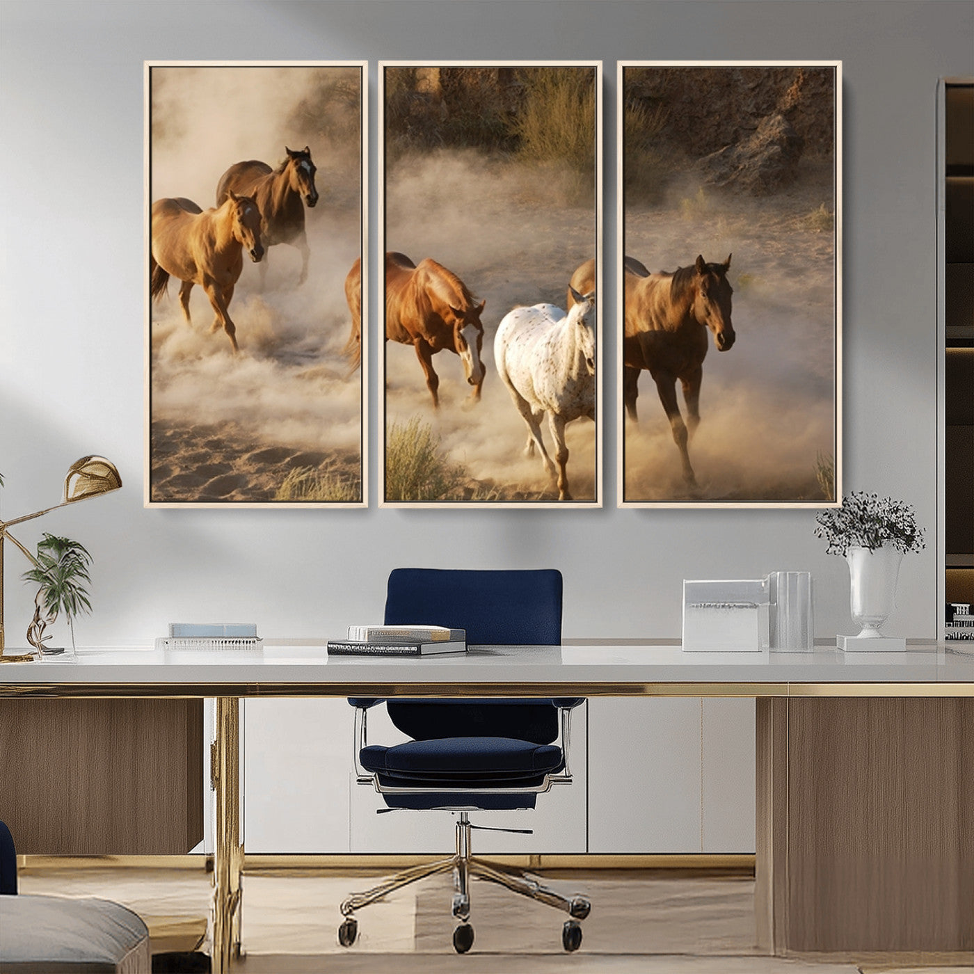 -Large Wall Art 5 Horses Running on Sand Canvas Print