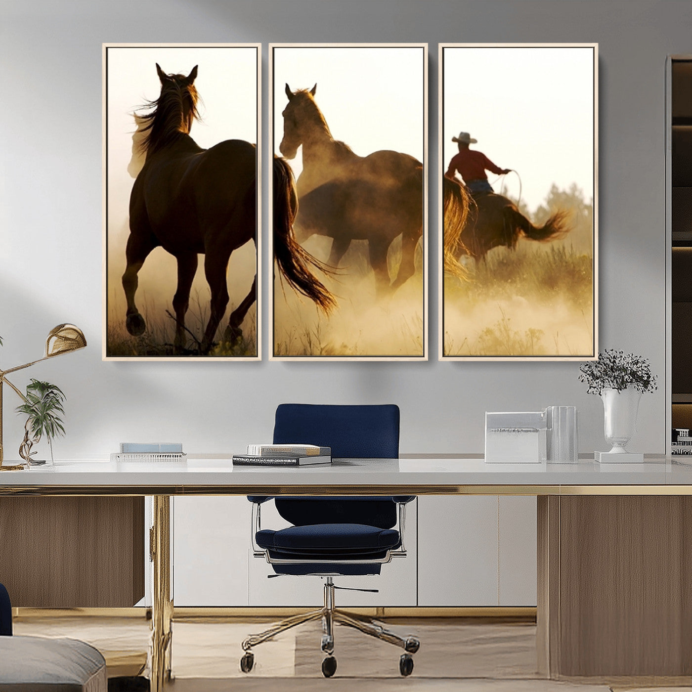 -Horses and Cowboys Wall Art Canvas Print