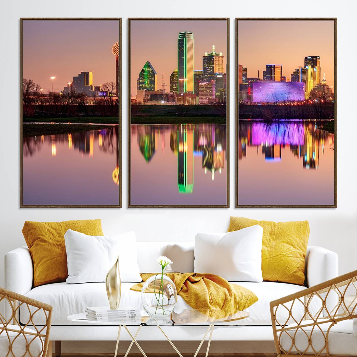-Colorful Dallas City Lights Night Skyline Wall Art Print Dallas Cityscape Canvas Print Dallas