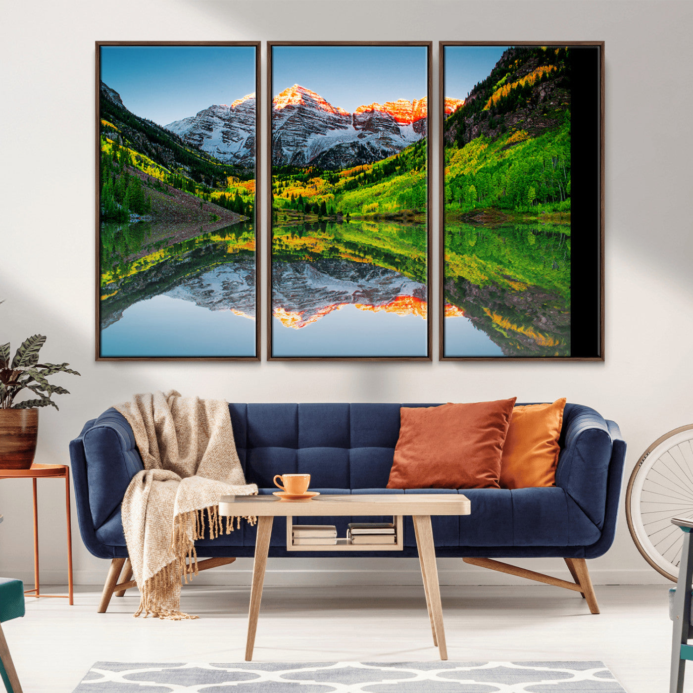 Maroon Bells Lake Wall Art Canvas Print – Majestic Colorado Mountain Landscape, Autumn Reflection, Multi-Panel Framed Artwork for Home, Office Decor