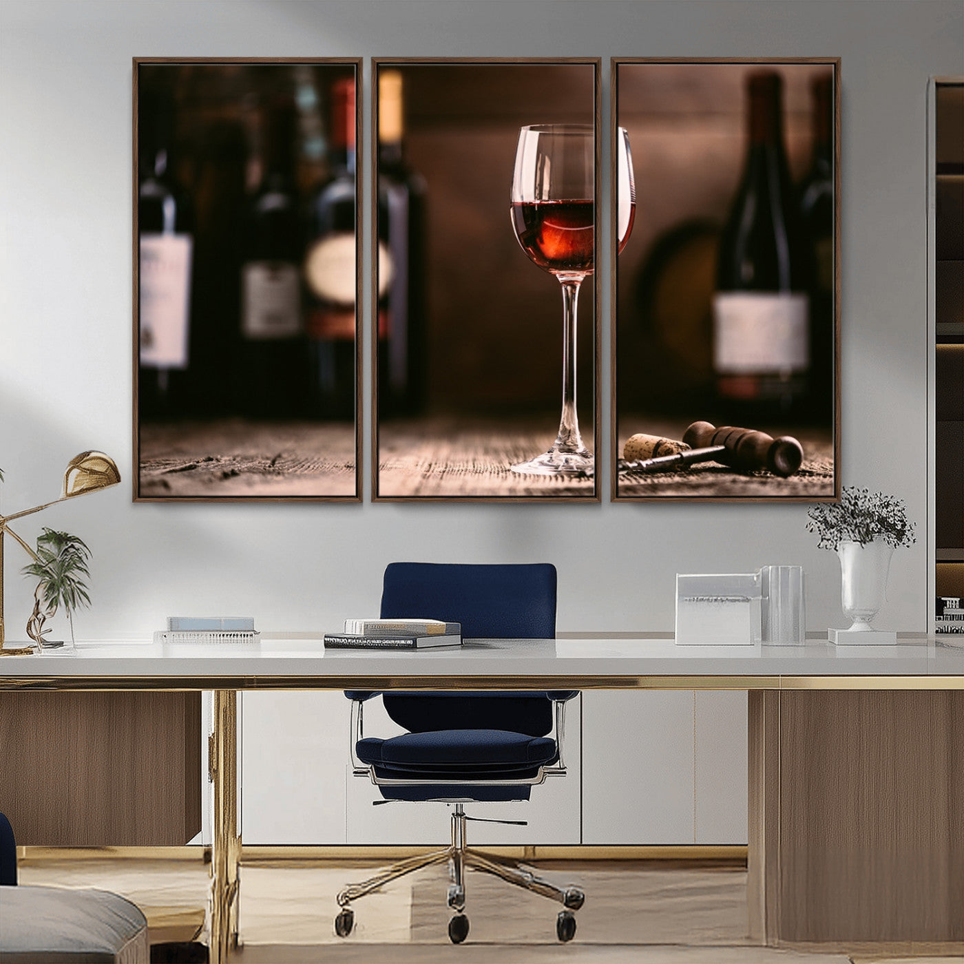24711-MGV-FC-48X32-3P_Walnut-Red Wine and Bottle Canvas Print