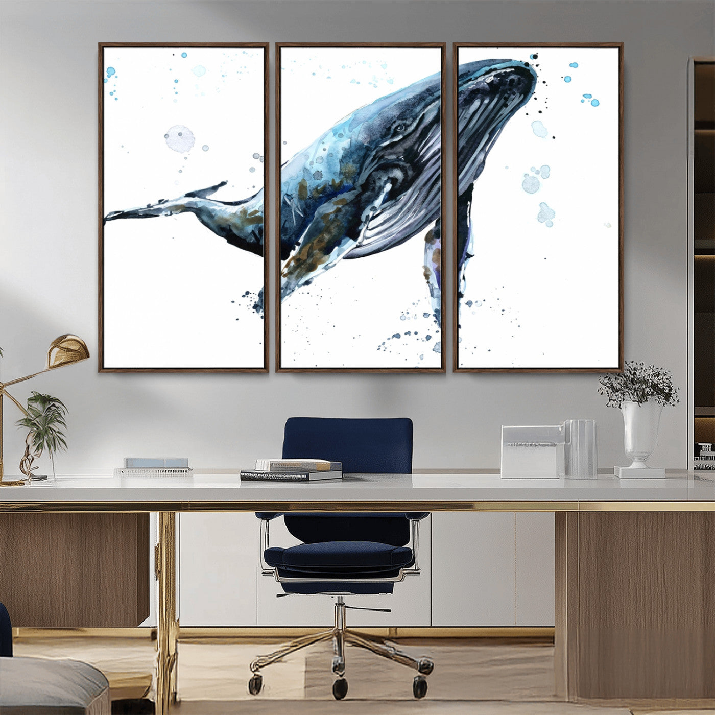 58370-MGV-FC-48X32-3P_Walnut-Watercolor Whale Wall Art Canvas Print