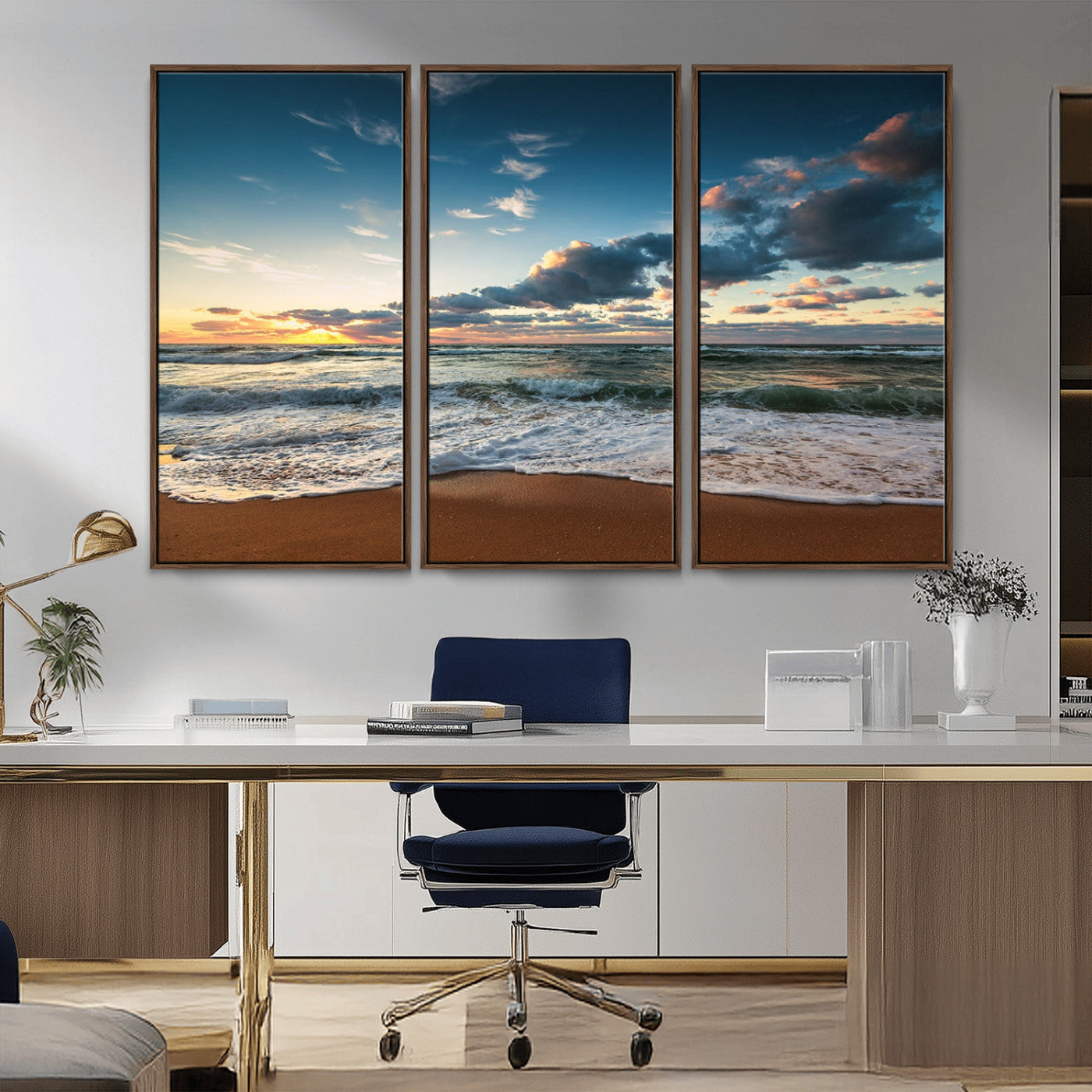 -Ocean Beach Wall Art Canvas Print Sunset Artwork Print Coastal Wall Art