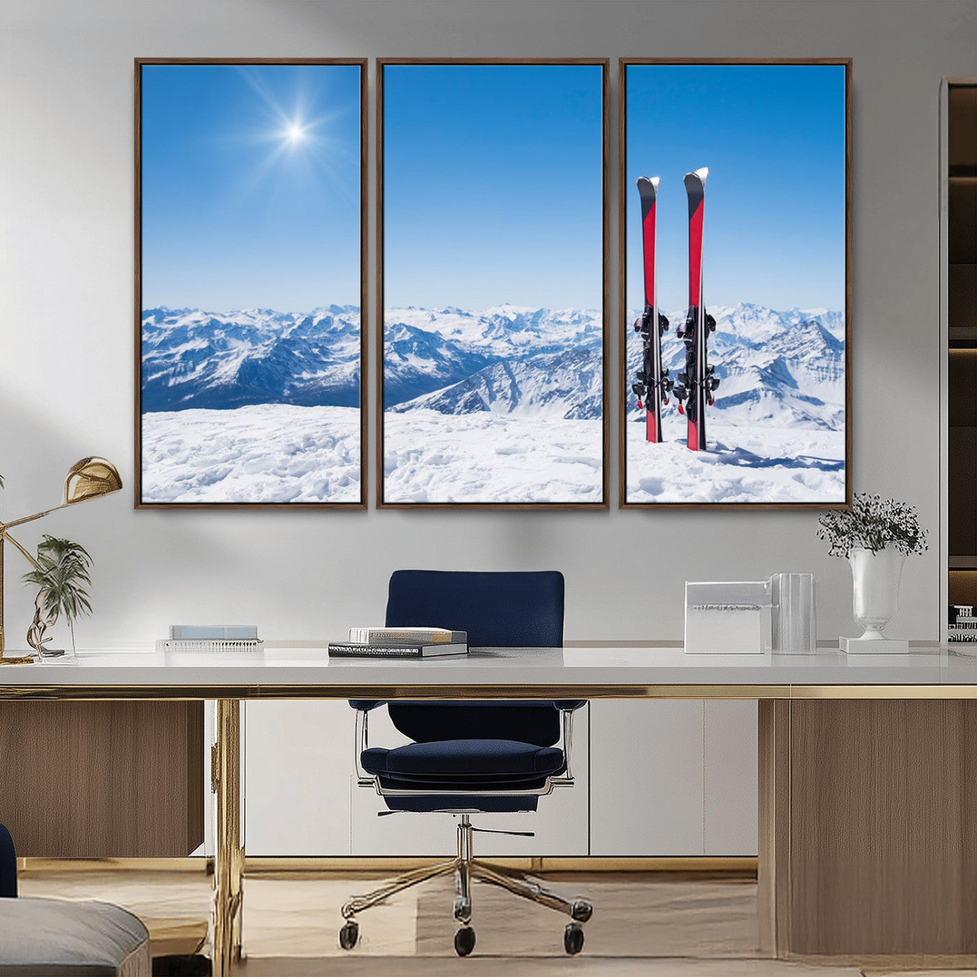 47452-MGV-FC-48X32-3P_Walnut-Ski Season Snow Wall Art Canvas Print