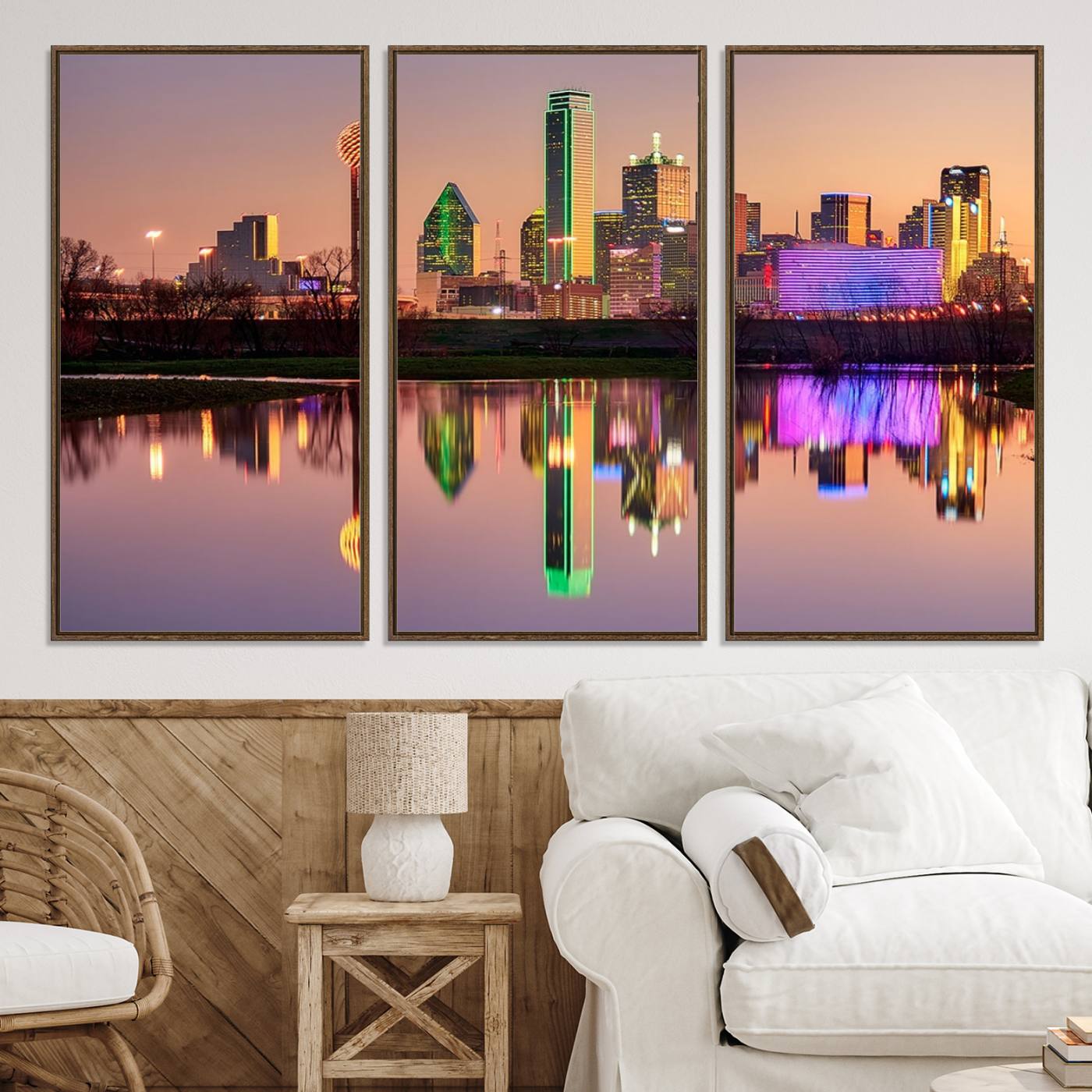 -Colorful Dallas City Lights Night Skyline Wall Art Print Dallas Cityscape Canvas Print Dallas