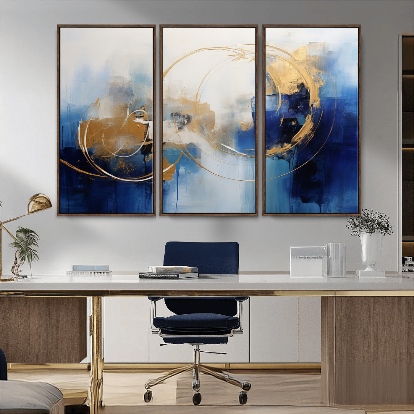 52314-MGV-FC-48X32-3P_Walnut-Navy Blue Abstract Wall Art Canvas Print