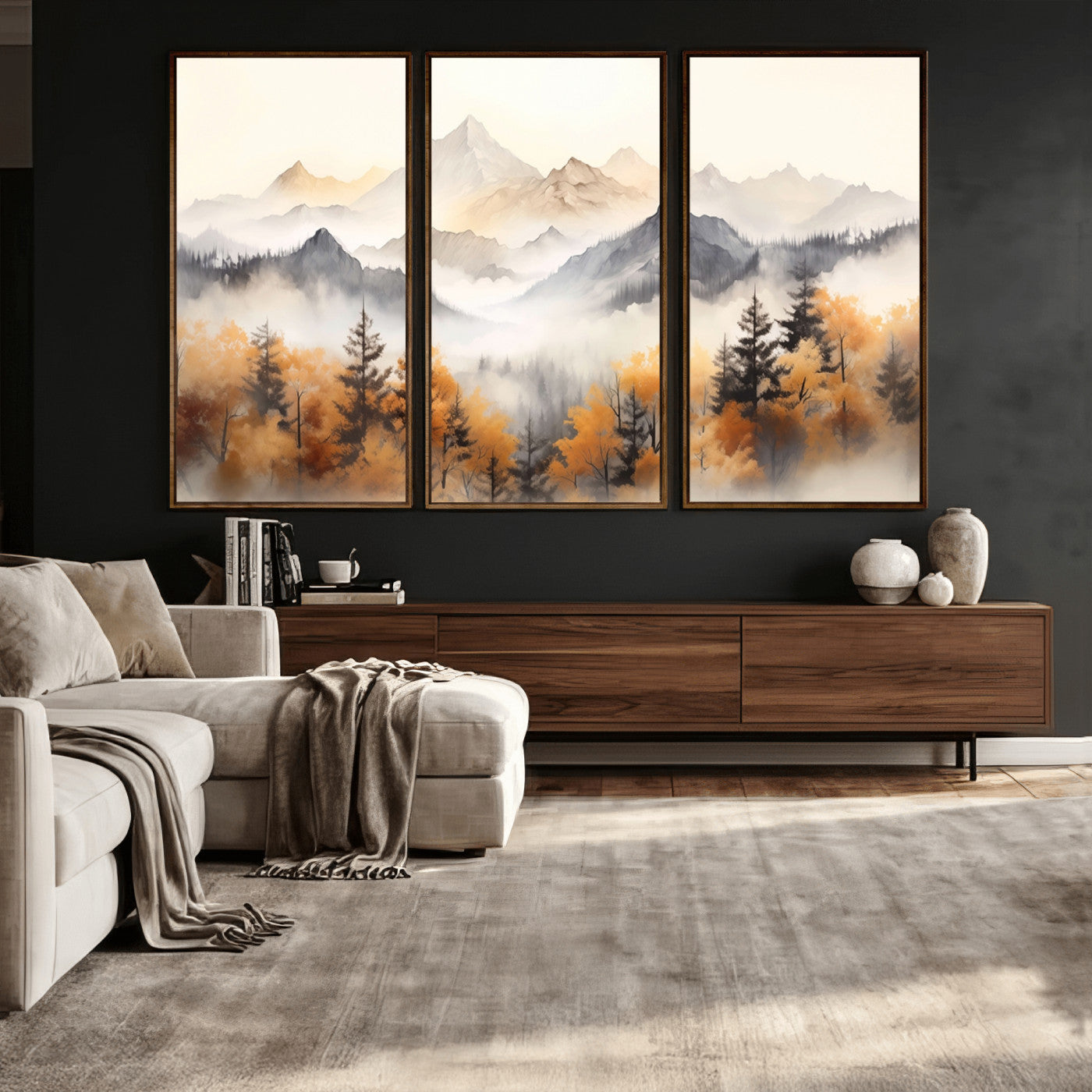 70049-MGV-CV-36X24 - Abstract Mountain Wall Art | Misty Mountain Forest and Mountains Canvas Print for Living Room,