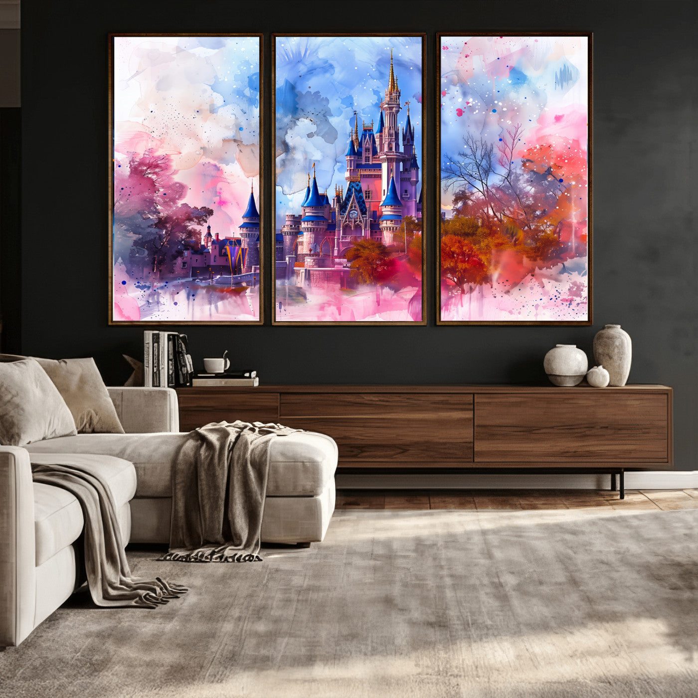 58662-MGV-CV-36X24 - Disney Wall Art: Dreamy Watercolor Cinderella Castle Canvas Print