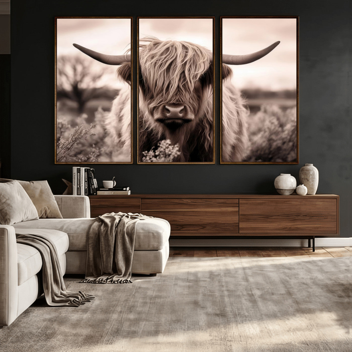 55903-MGV-CV-36X24 - Scottish Cow Longhorn Wall Art Canvas Print