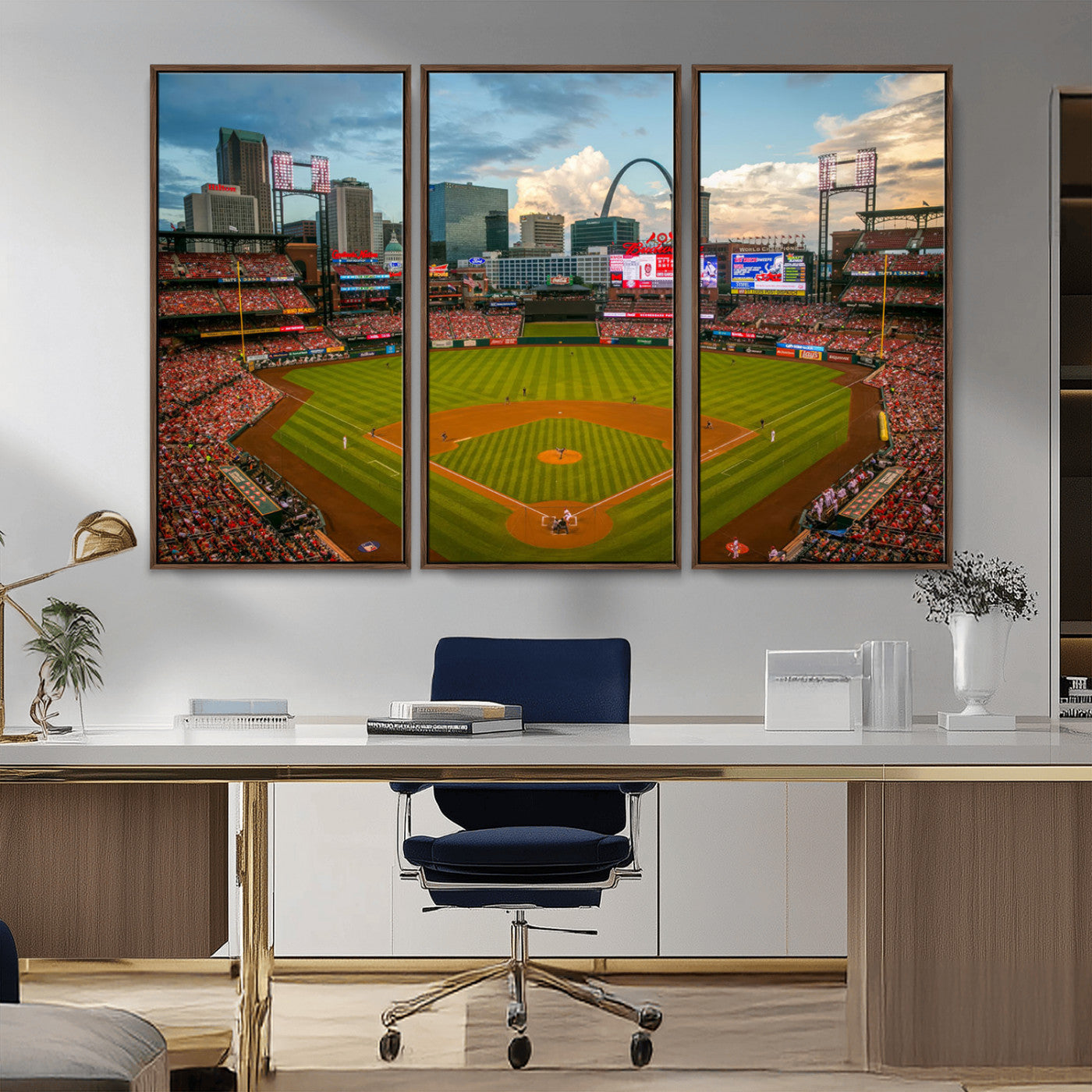91908-MGV-CV-36X24-Busch Stadium Wall Art Print | St. Louis Cardinals Baseball Stadium Canvas Print | Framed Sports