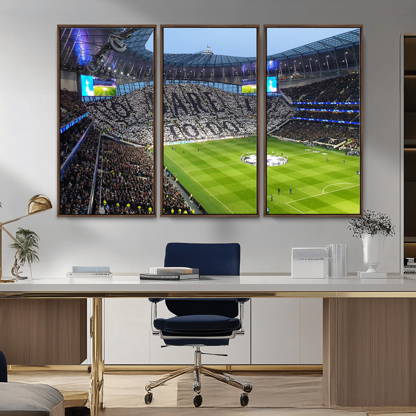 -Tottenham Hotspur Stadium Canvas Print, Match Day Triple Canvas Wall Art - Premier League Football