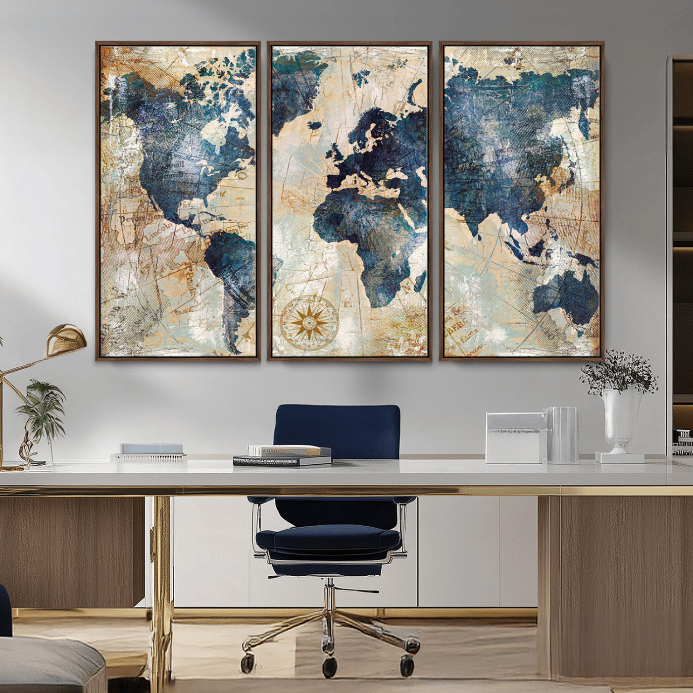 84561-MGV-CV-36X24-Push Pin World Map Canvas Print – Framed Wall Art for Couples, Travel Tracker Map, Anniversary Gift for Home Decor