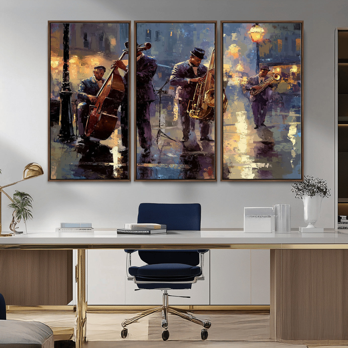 79232-MGV-CV-36X24-Afro Abstract Jazz Music Canvas Print - African American Wall Art - Colorful Framed Afro Abstract