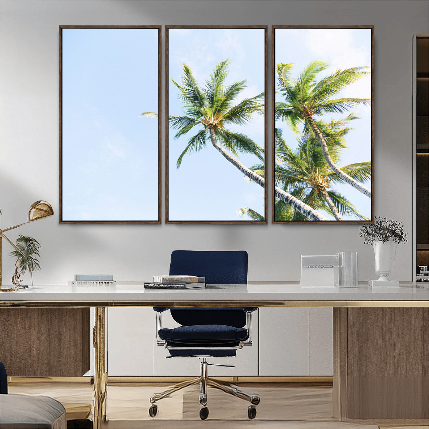 -Palm Trees Wall Art Canvas Print – Framed Tropical Coastal Nature Scene Artwork for Home Office
