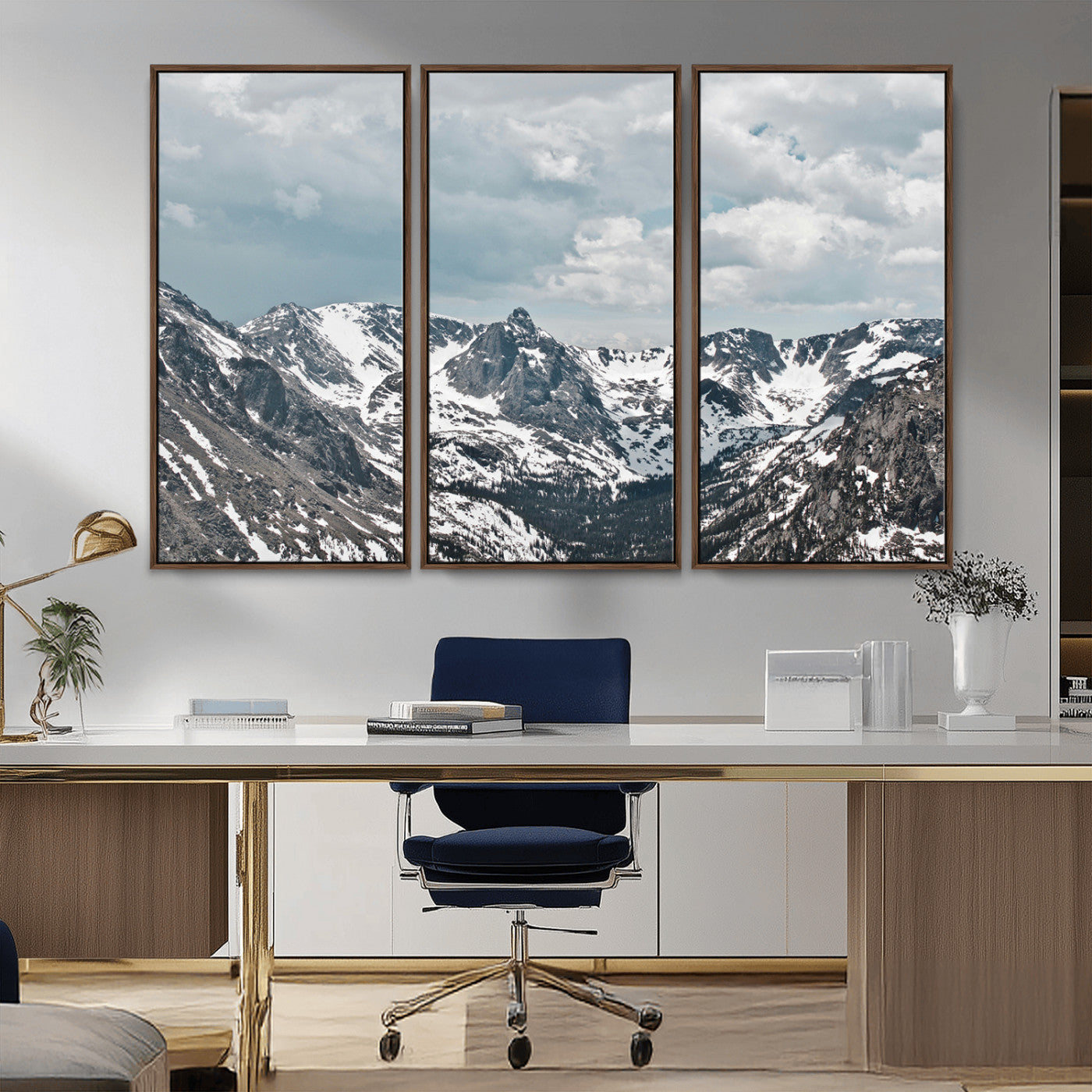 -Snowy Peaks Wall Art Canvas Print – Alpine Wilderness Mountain Escape Winter Serenity Artwork for Home, Office