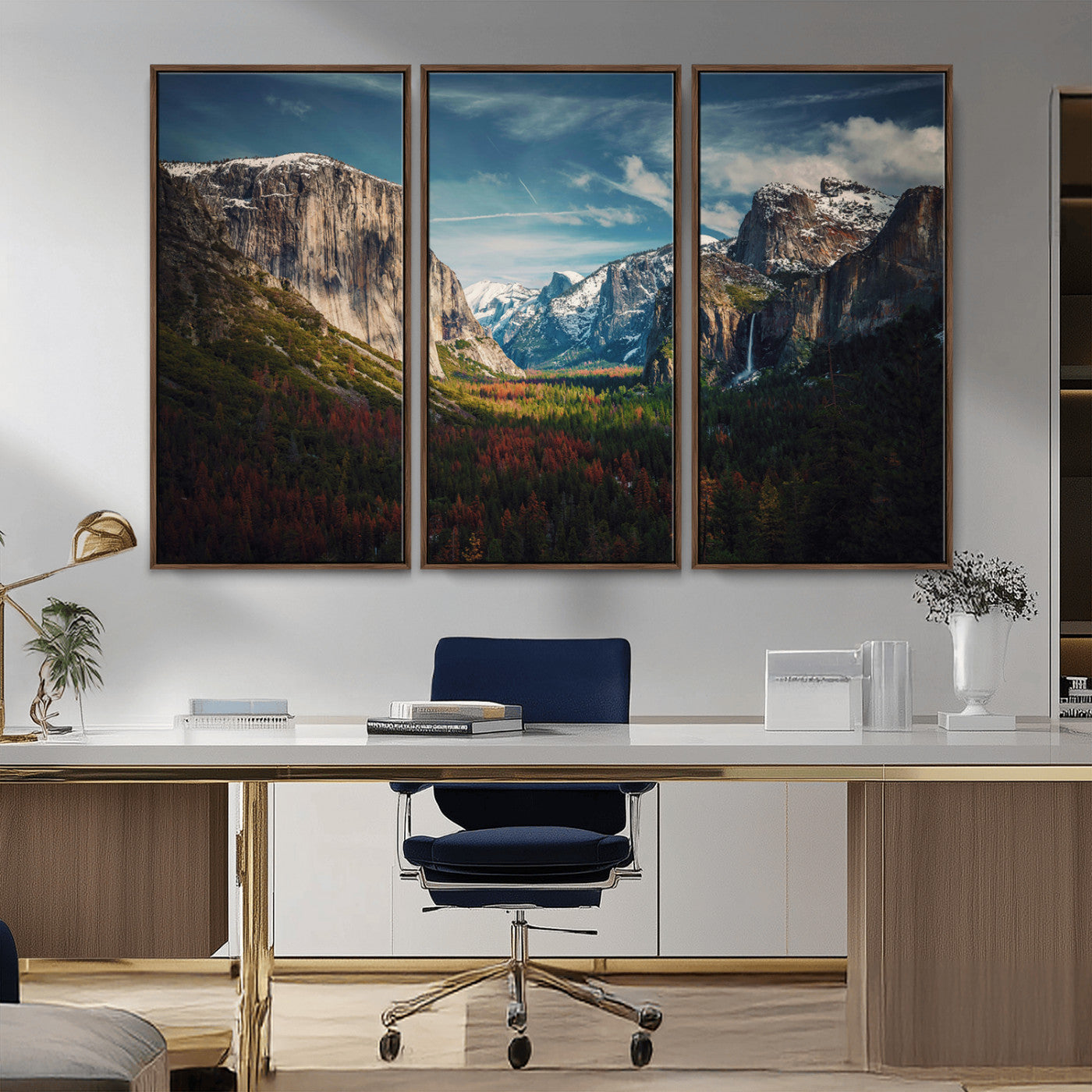 -Yosemite National Park Wall Art Canvas Print, Framed Mountain Landscape Art Picture Print, El Capitan Perfect Rustic Farmhouse Decor Artwork