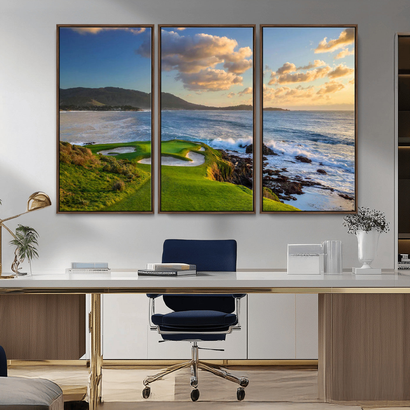 50107048-MGV-CV-36X24-Pebble Beach Golf Links Wall Art Canvas Print – Iconic Coastal Golf Course Artwork for Home, Office, Living Room