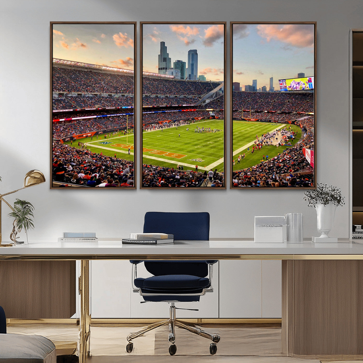 -Chicago Bears Soldiers Field Wall Art Canvas Print – Framed Football Stadium Artwork for Home, Office, Living Room