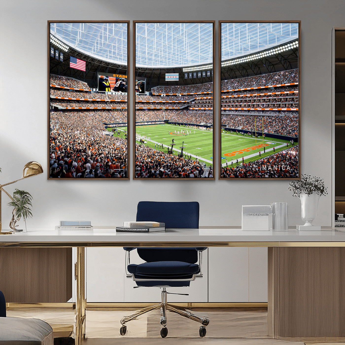 -Chicago Bears Soldiers Field Wall Art Canvas Print – Framed Football Stadium Artwork for Home, Office, Living Room