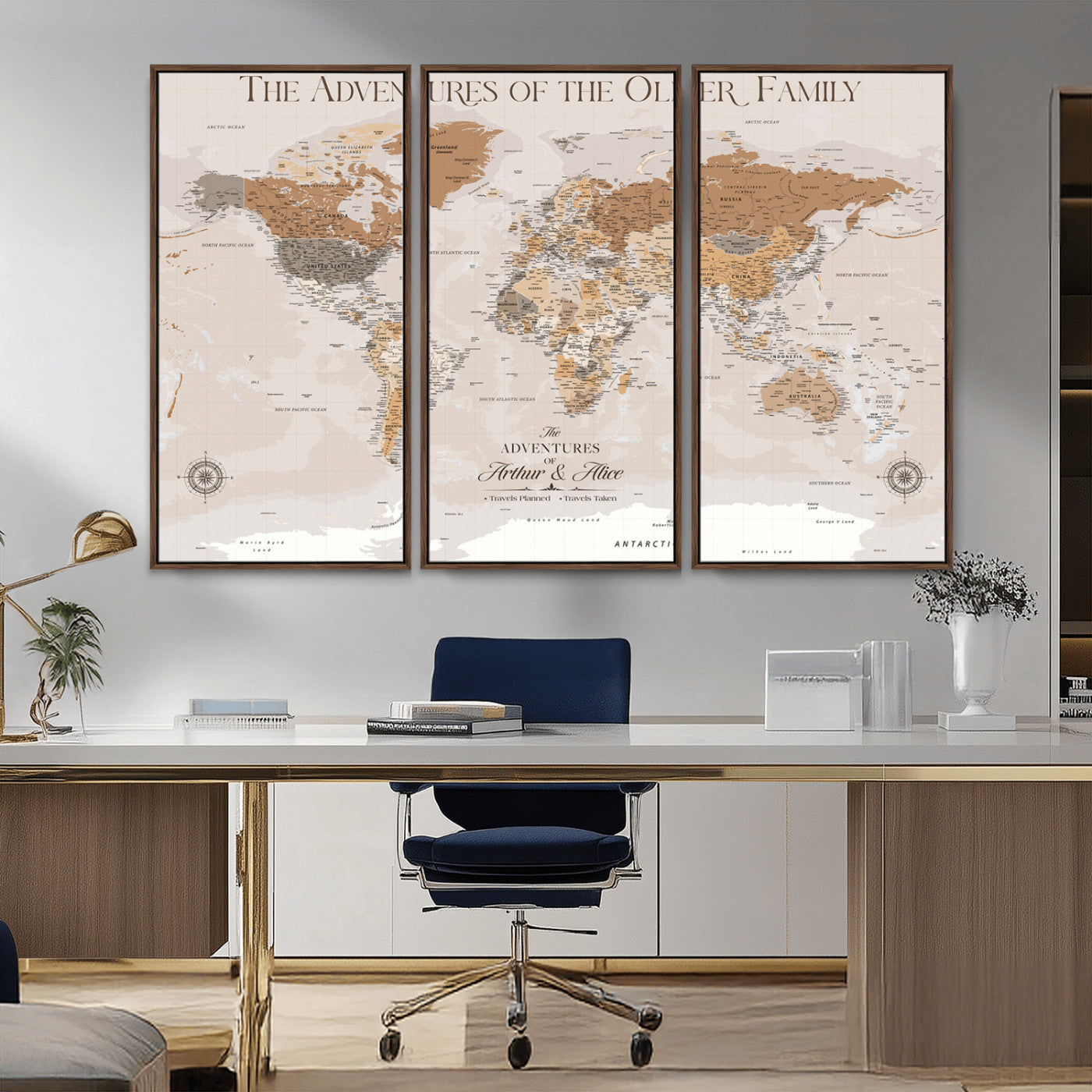 -Personalized Push Pin World Map Canvas – Custom Framed Travel Tracker Wall Art, Large Adventure Map with Pins for Home, Office