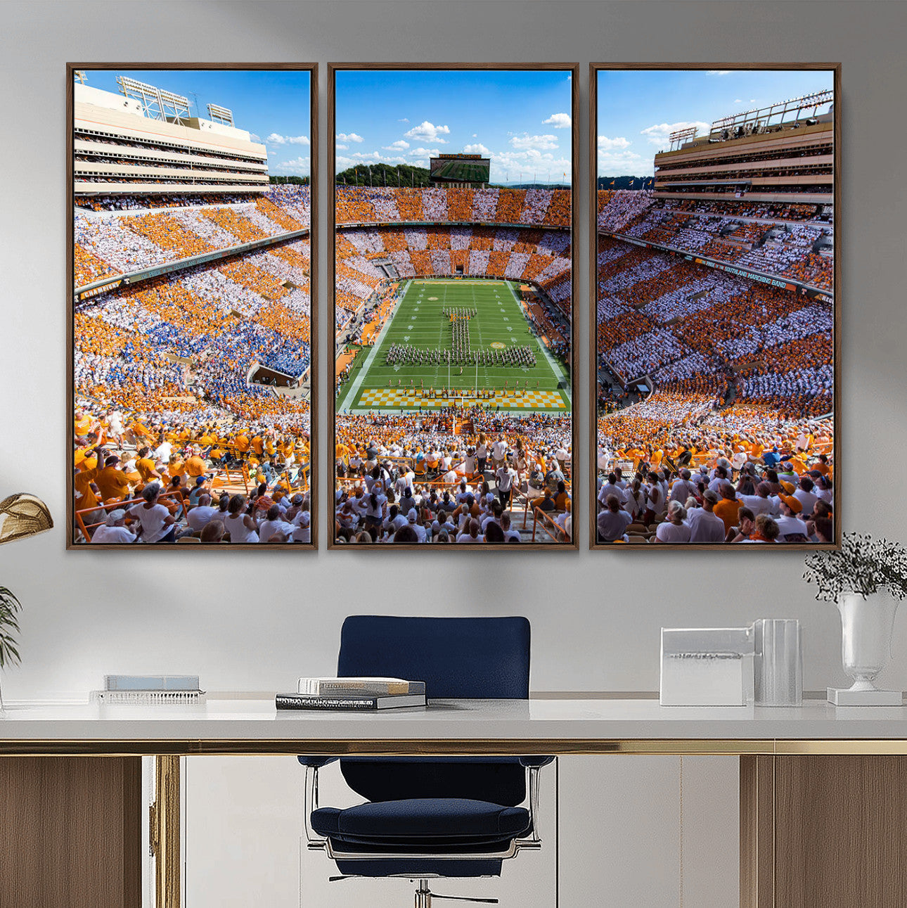 77097951-MGV-FC-48X32-3P - Tennessee Neyland Stadium Wall Art, Sports Arena Canvas Print, Panoramic Stadium Canvas Artwork for Home, Office