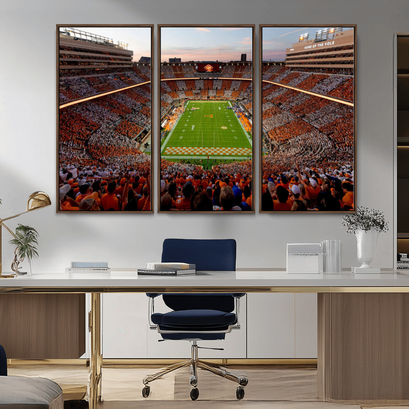 37160229-MGV-CV-48X32-3P-Tennessee Neyland Stadium Wall Art, Sports Arena Canvas Print, Panoramic Stadium Canvas Artwork for Home, Office