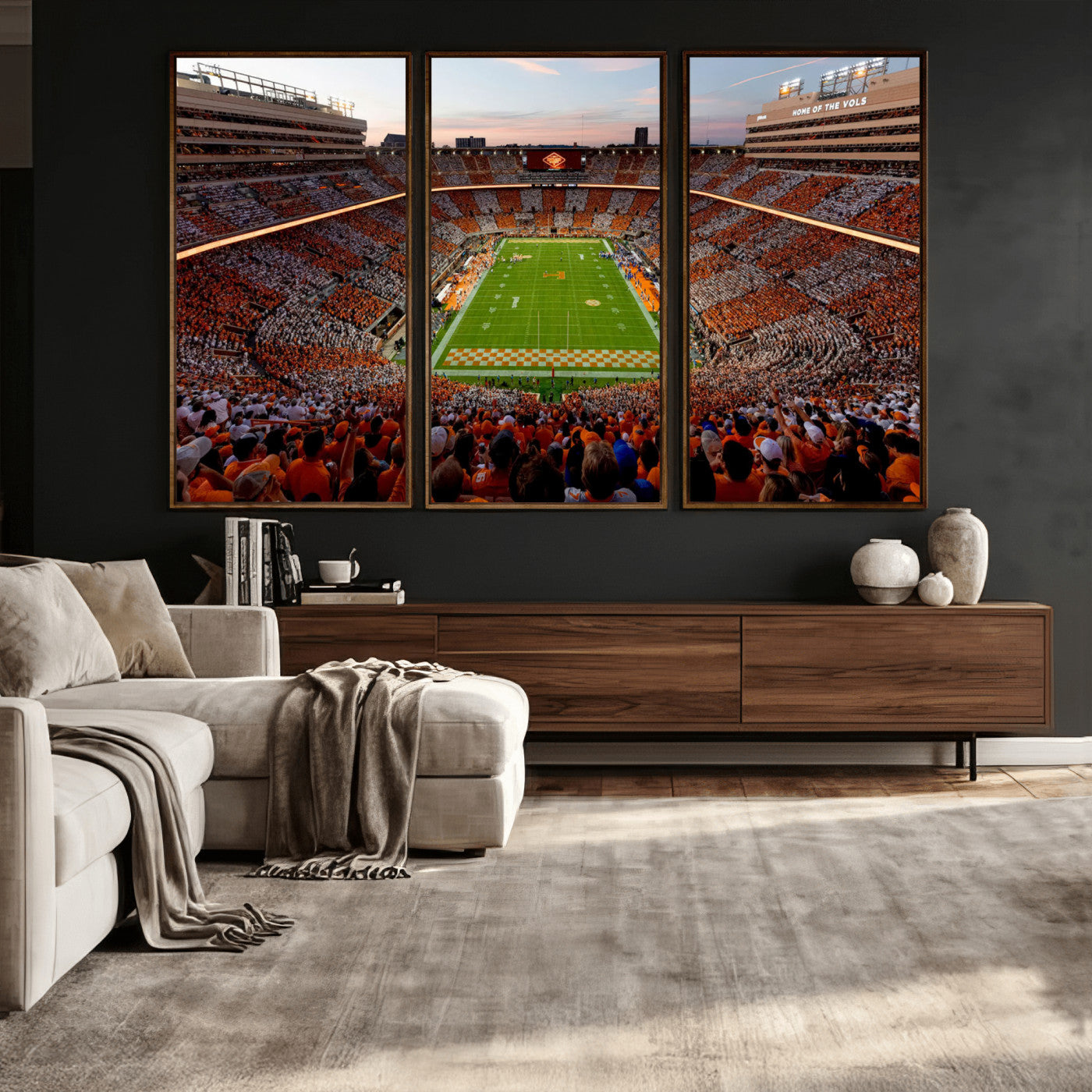 37160229-MGV-CV-36X24 - Tennessee Neyland Stadium Wall Art, Sports Arena Canvas Print, Panoramic Stadium Canvas Artwork for Home, Office