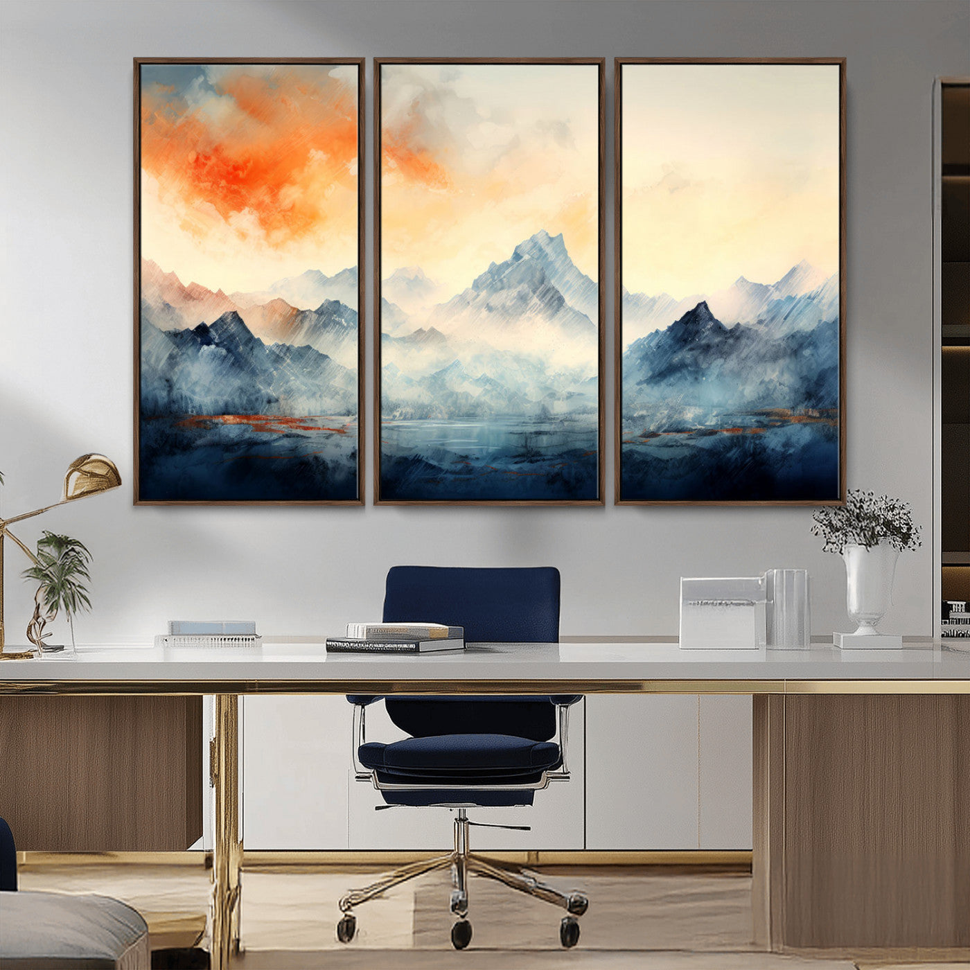 WRM1005-MGV-CV-36X24-Warm Clouds Abstract Mountain Wall Art Canvas Print