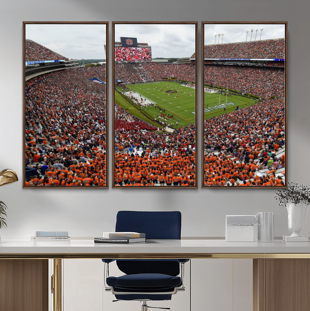 39597998-MGV-CV-36X24-Jordan-Hare Stadium Wall Art Canvas Print, College Sports Art for Man Cave or Game Room, Framed Alabama Football Decor