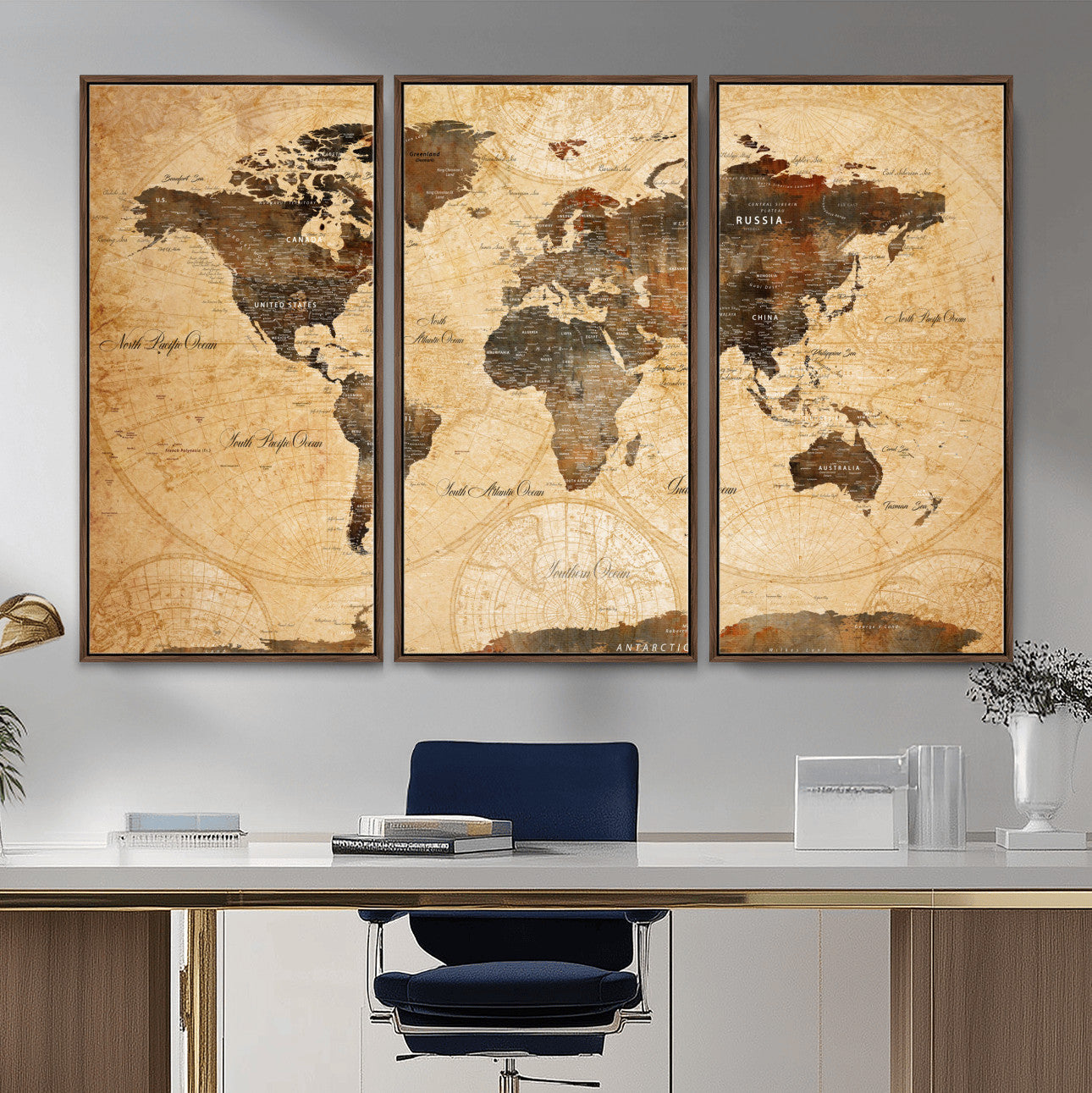14542905-MGV-FC-48X32-3P - Push Pin World Map Canvas Print – Travel Tracker Wall Art for Couples, Perfect Anniversary Gift for Home or Office Decor