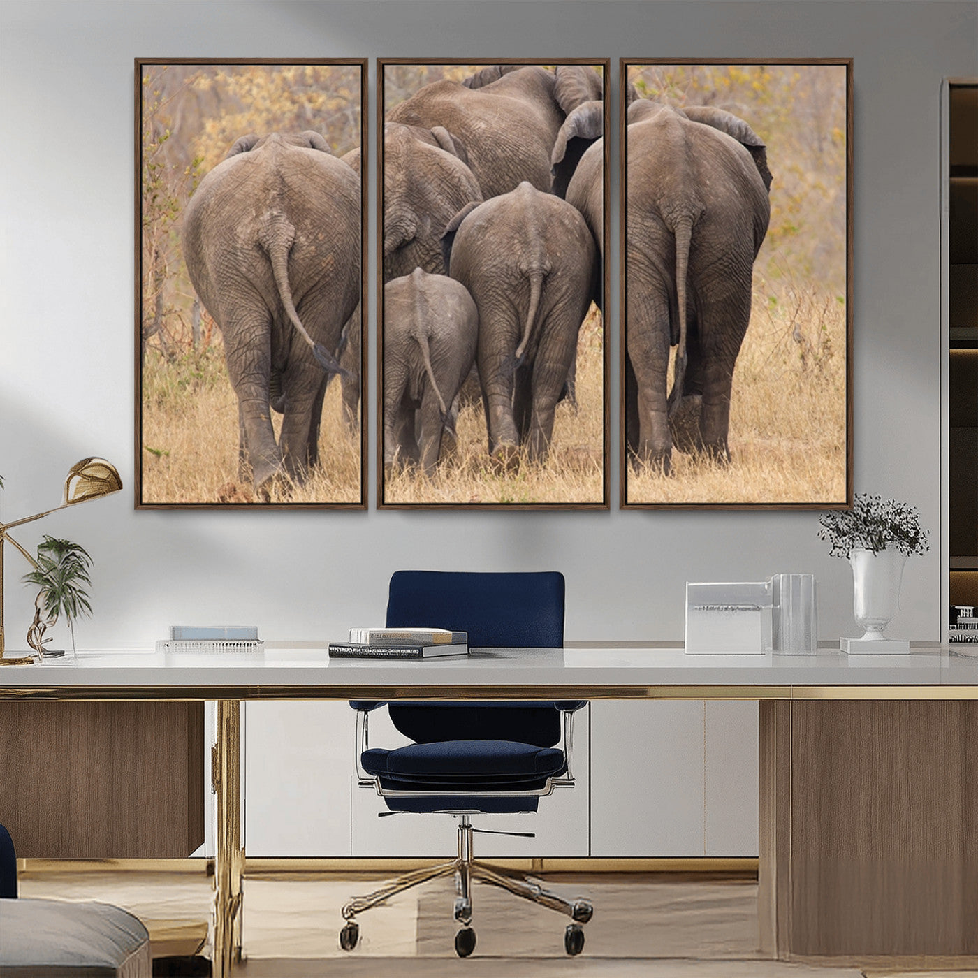 49700-MGV-FC-48X32-3P_Walnut-Wild Elephant Wall Art Canvas Print