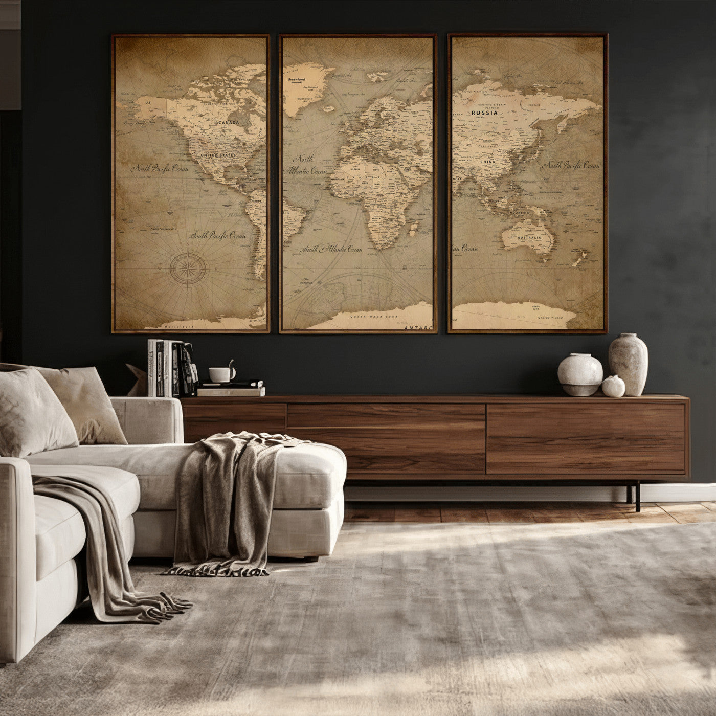 49946617-MGV-CV-36X24 - World Map Wall Art Canvas Print, Modern Decorative Framed Map Artwork Prints for Living Room, Office, Bedroom Wall Decor