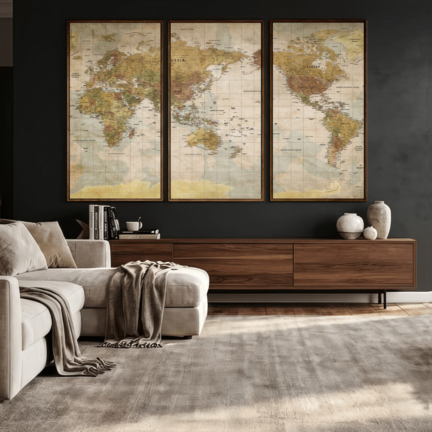 22305205-MGV-CV-36X24 - World Map Wall Art Canvas Print, Modern Decorative Framed Map Artwork Prints for Living Room, Office, Bedroom Wall Decor