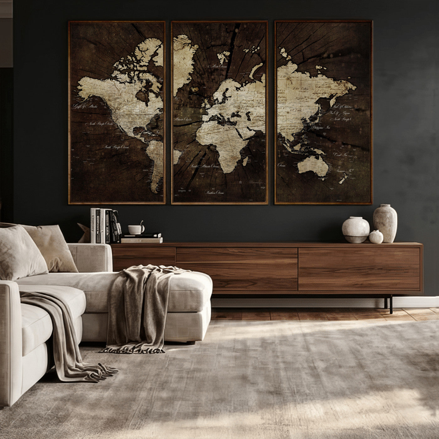 40991509-MGV-CV-36X24 - World Map Wall Art Canvas Print, Modern Decorative Framed Map Artwork Prints for Living Room, Office, Bedroom Wall Decor
