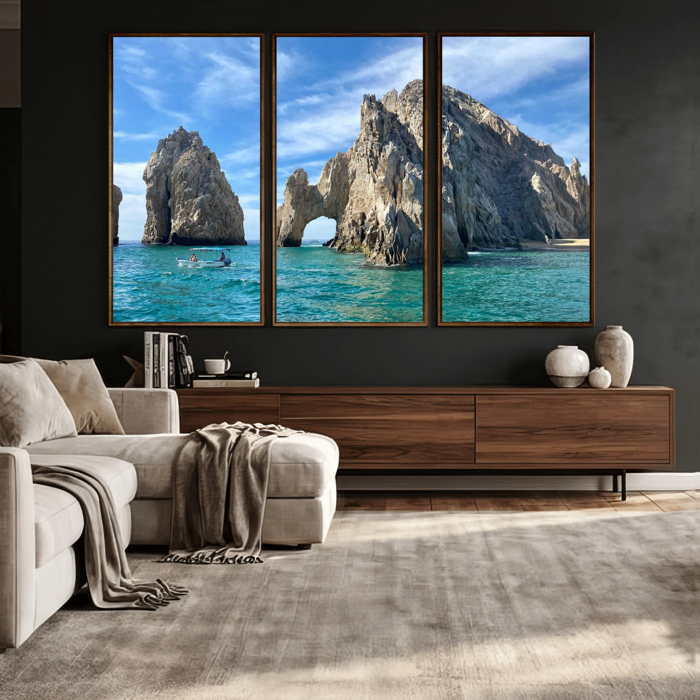 20946478-MGV-CV-36X24 - El Arco Cabo San Lucas Ocean Arch Wall Art Canvas Print, Baja California Rock Arch Seascape Canvas Print, Mexico Coastal Landmark Scenic Art Printing