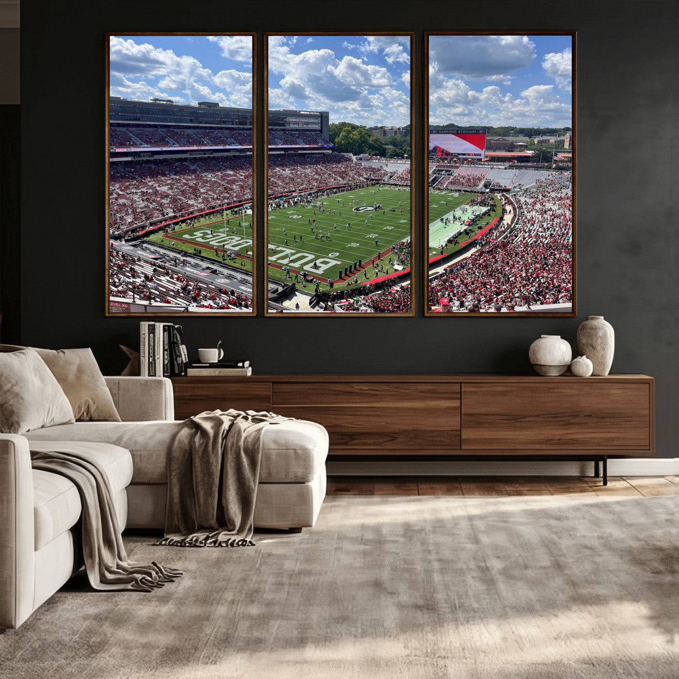 10665453-MGV-CV-36X24 - Georgia Bulldogs Stadium Wall Art Canvas Print, Sanford Stadium Football Field Panorama, College Football Game Day Wall Decor