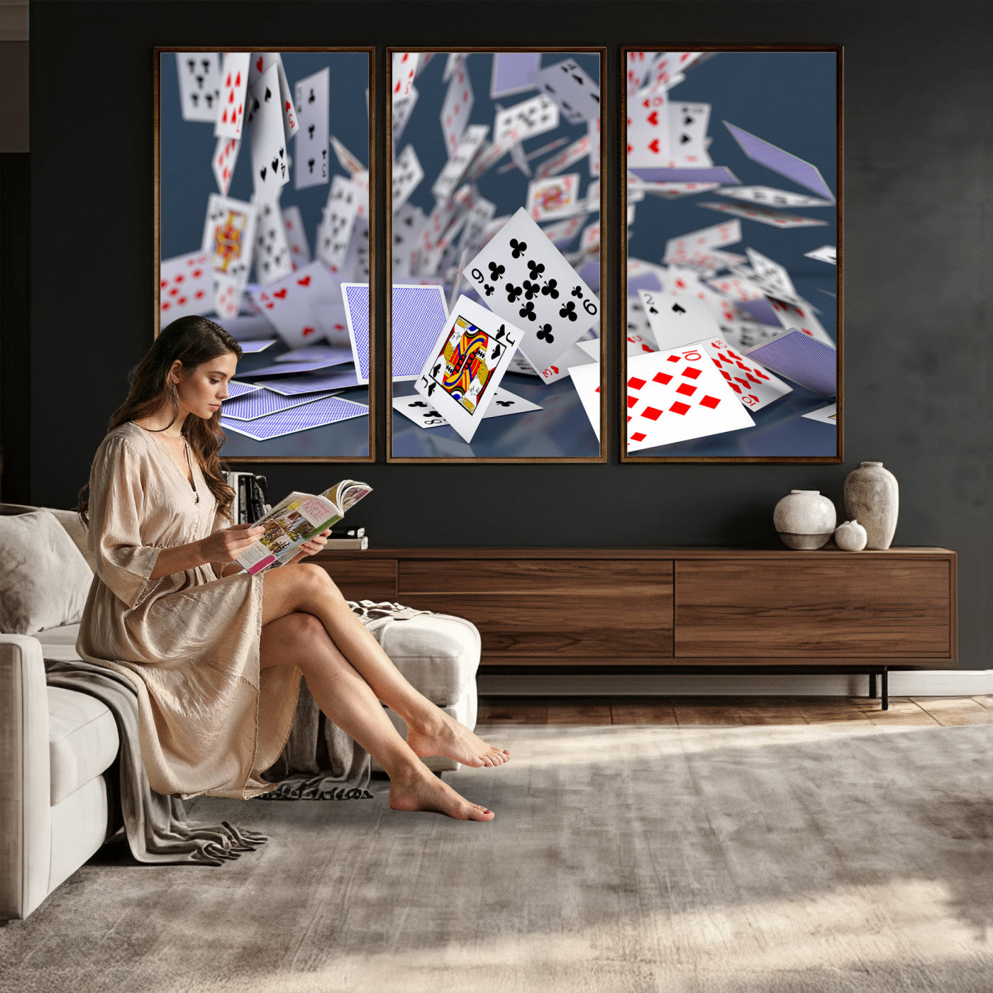 66392185-MGV-CV-36X24 - Playing Cards Canvas Wall Art | Casino Game Room Decor, Poker Decor Art