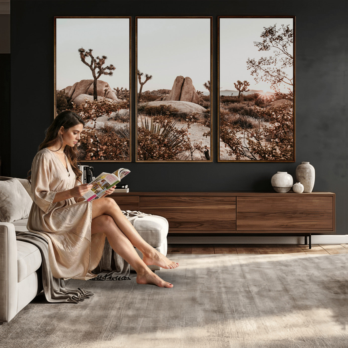 75778944-MGV-CV-36X24 - Joshua Tree Desert Canvas Wall Art Print - Desert Landscape Photography, Boho Southwest Wall Decor, Nature Canvas - Ready to Hang