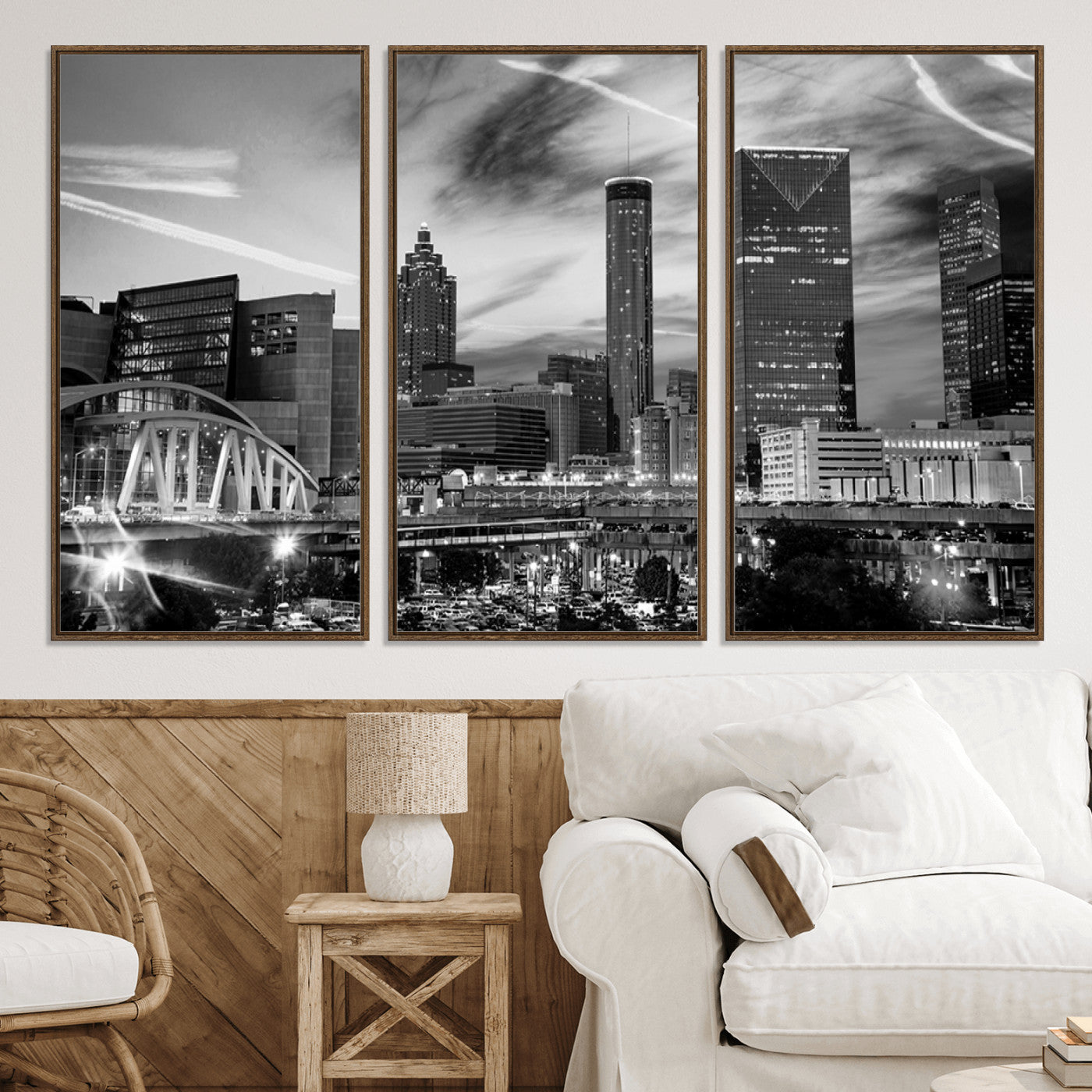 -Black and White Atlanta Wall Art Canvas Print