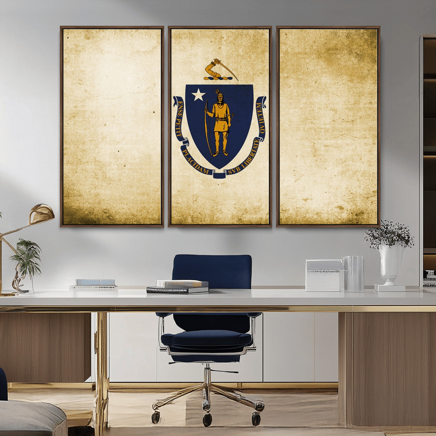 -Massachusetts Flag Wall Art Canvas Print
